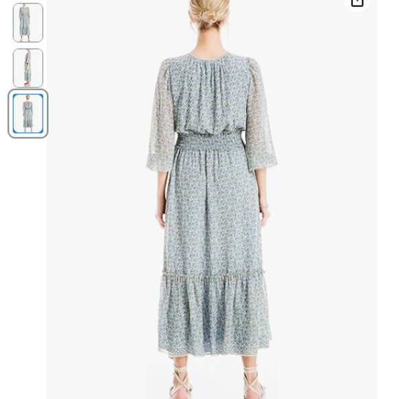 Max Studio Women's Long Sleeve Smocked Waist Button Top Maxi Dress - Picture 2 of 8